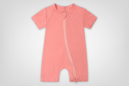 Coral Pink Bamboo Zip Romper
