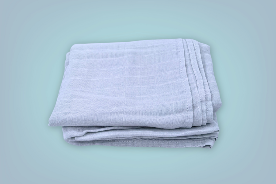 Misty Blue Bamboo Muslin Swaddle Blanket