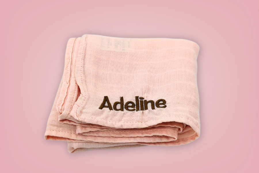 Personalised Blush Peach Bamboo Muslin Swaddle Blanket
