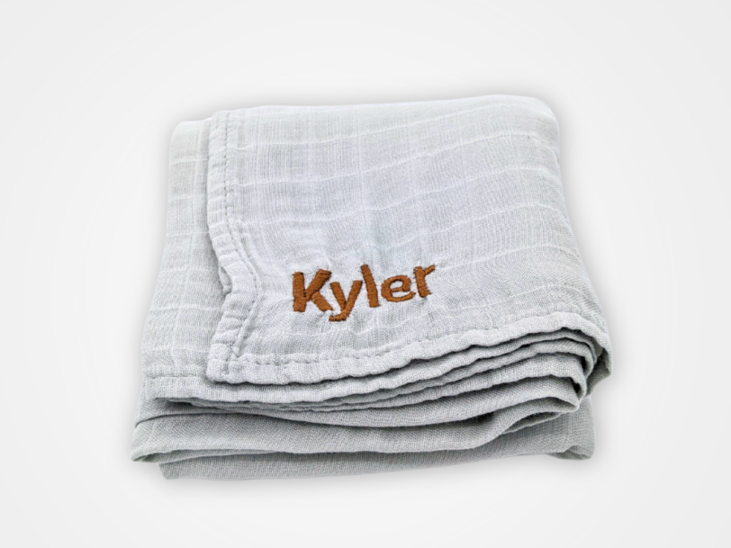 Personalised Cloud Grey Bamboo Muslin Swaddle Blanket