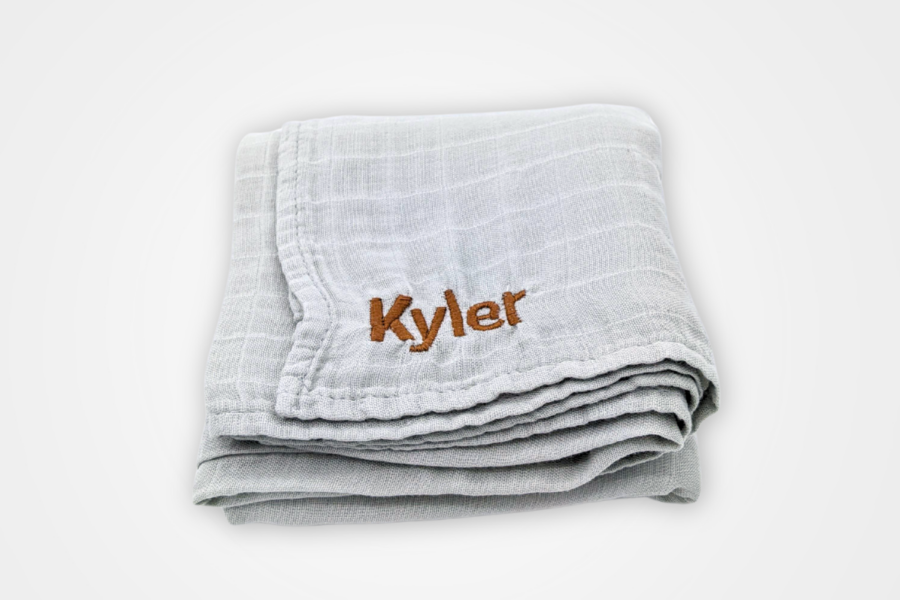 Personalised Cloud Grey Bamboo Muslin Swaddle Blanket