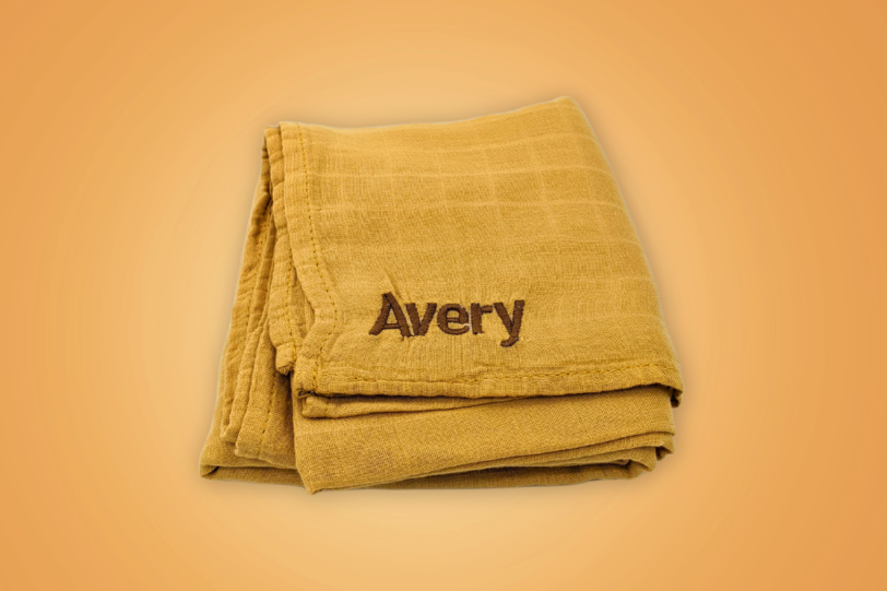 Personalised Honey Gold Bamboo Muslin Swaddle Blanket