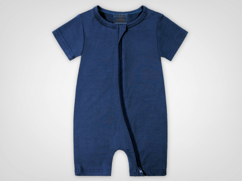 Twilight Blue Bamboo Zip Romper