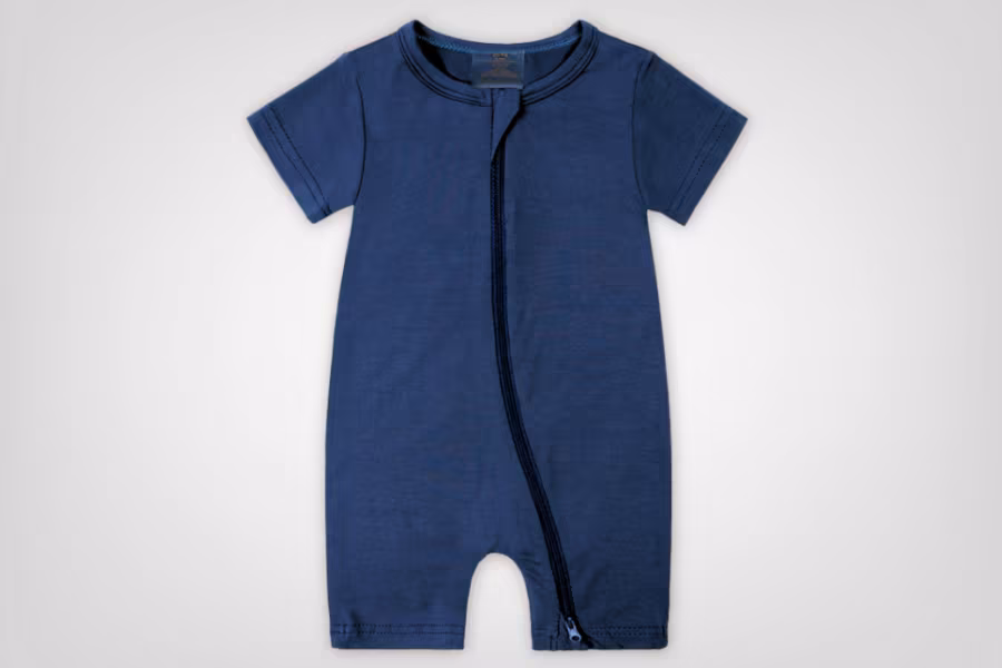 Twilight Blue Bamboo Zip Romper