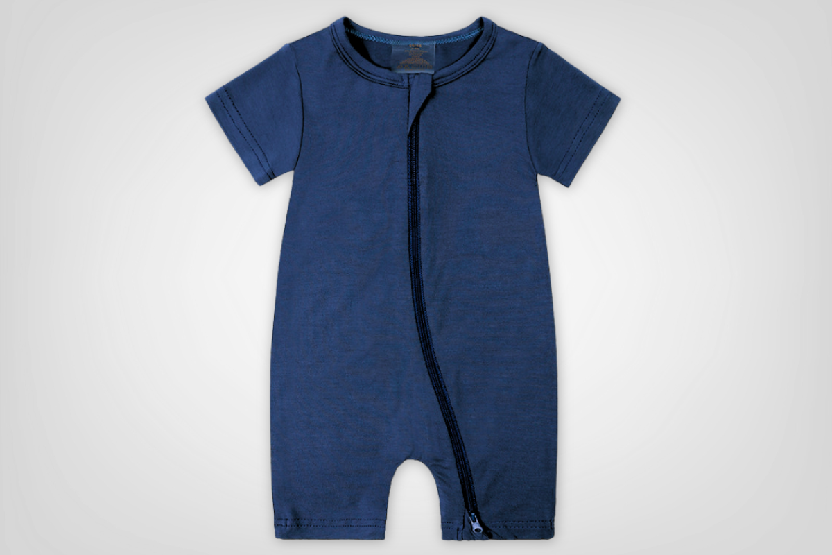 Twilight Blue Bamboo Zip Romper