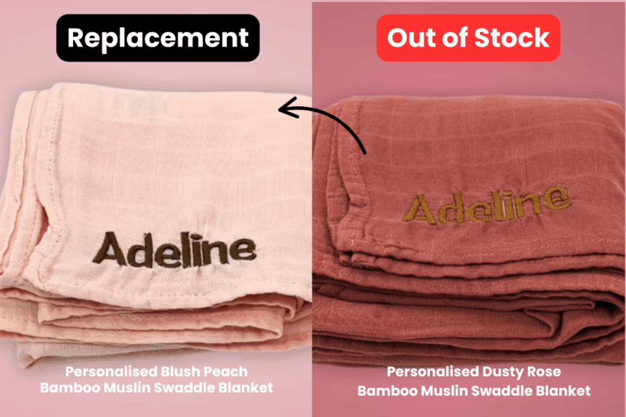 Personalised Blush Peach Bamboo Muslin Swaddle Blanket Replace Personalised Dusty Rose Bamboo Muslin Swaddle Blanket