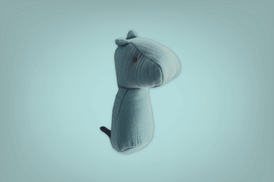Teal Hippo Baby Rattle