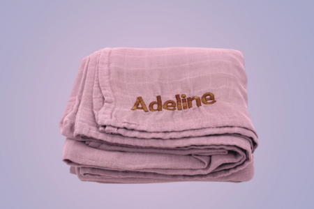 Personalised Pastel Taro Bamboo Muslin Swaddle Blanket